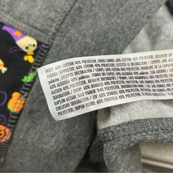 Disney Store Halloween Full Zip Up Gray Hoodie Mickey Pumpkin Skeleton Ghost Med - Picture 7 of 7